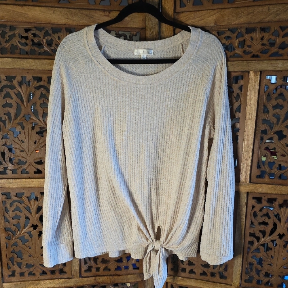 Nine Britton Beige Long Sleeve Tie-Front Top